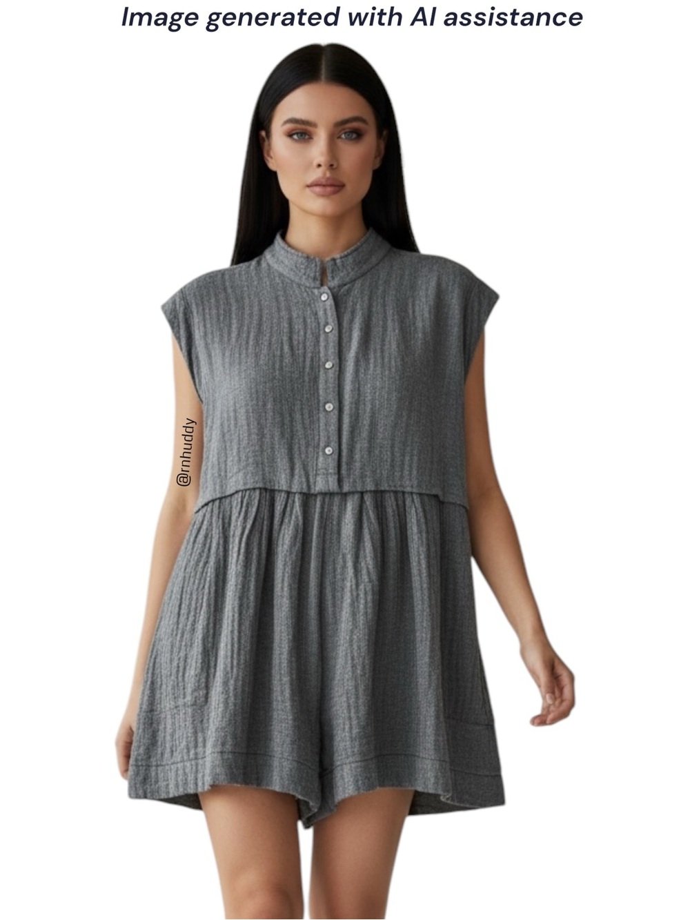 Ces Femme L grey cotton oversized romper